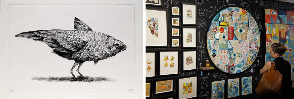 Otto D'Ambra etching and David Shillinglaw Wall