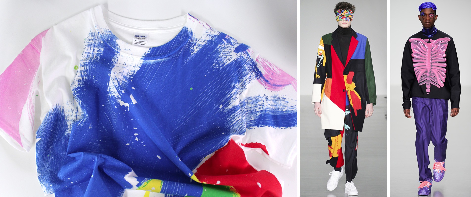 Plastisol screen printed t-shirt and catwalk photos from Agi + Sam and Katy Eary