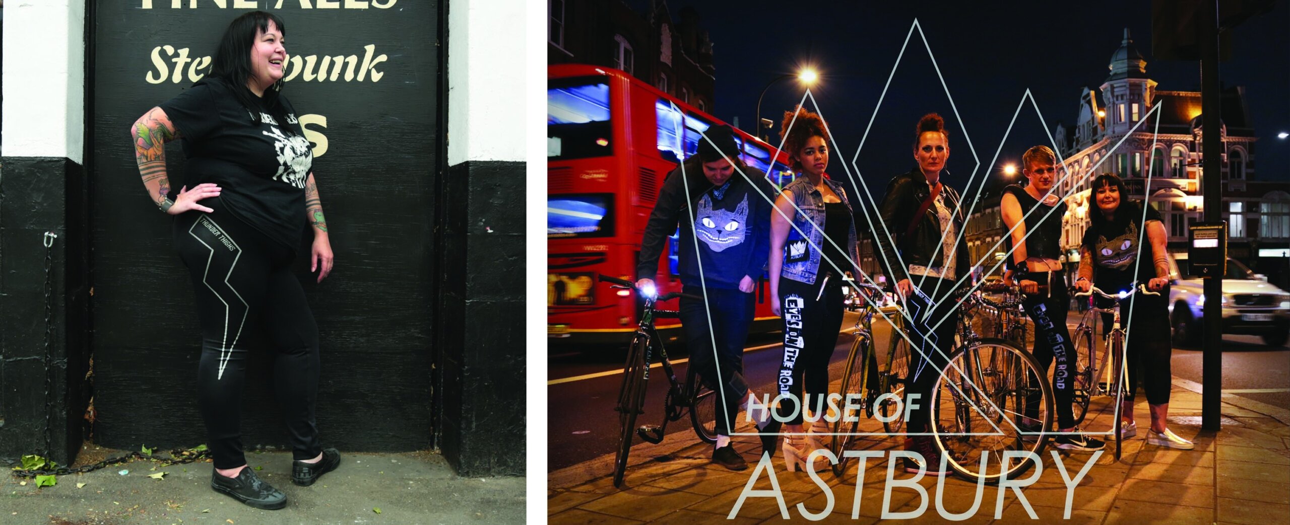 The leggings pictured were screen printed with reflective ink for cycling brand House of Astbury.