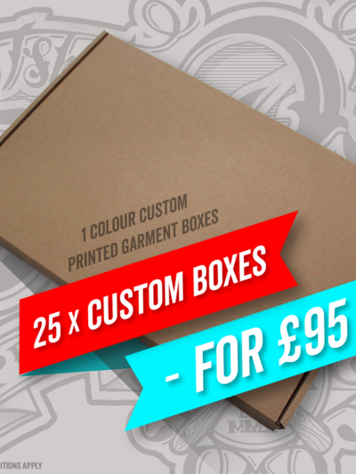 25 x Garment Boxes With A 1 Colour Screen Print