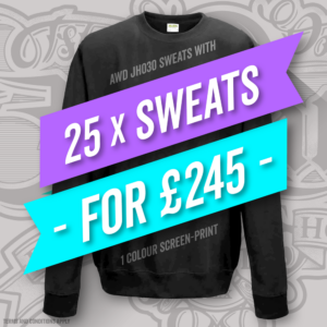 25 x Sweatshirts With A 1 Colour Screen Print