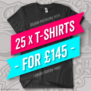 25 x T-Shirts With A 1 Colour Screen Print
