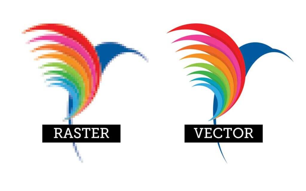 An image showcasing the difference between vector and raster (source: BPI Colour)