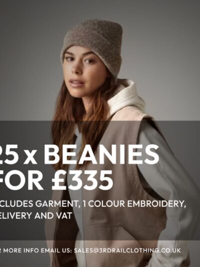 25 x Beechfield Cuffed Beanies With Embroidery
