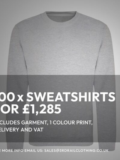 100 x Sweatshirts With a 1 Colour Screen Print