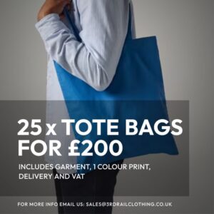25 x Tote Bags With A 1 Colour Screen Print