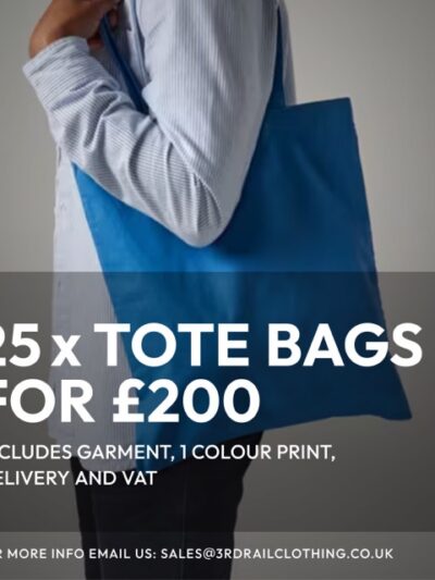 25 x Tote Bags With A 1 Colour Screen Print