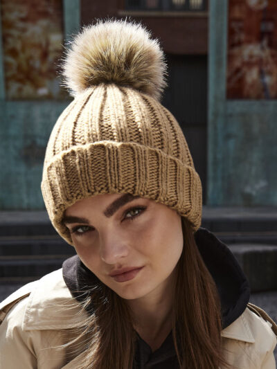 Beechfield Fur Pop Pom Chunky Beanie B412