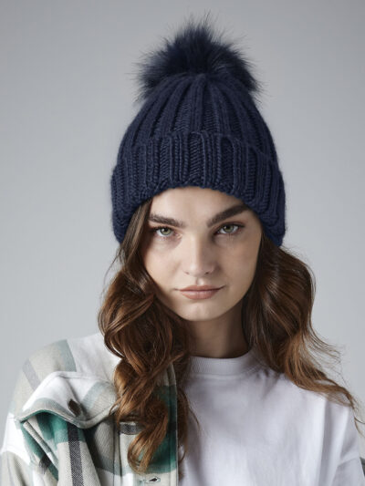 Beechfield Verbier Fur Pop Pom Chunky Beanie B413