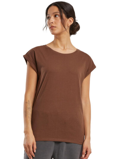 Build Your Brand Women’s Extended Shoulder Tee BY021