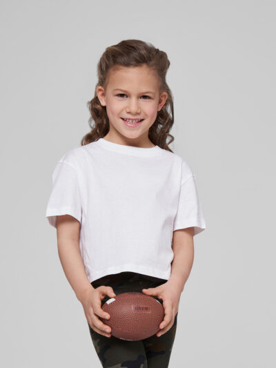 Build Your Brand Girls Cropped Jersey Tee BY114