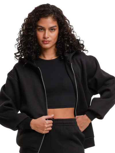Build Your Brand Women’s Loose-fit Zip Hoodie BY445