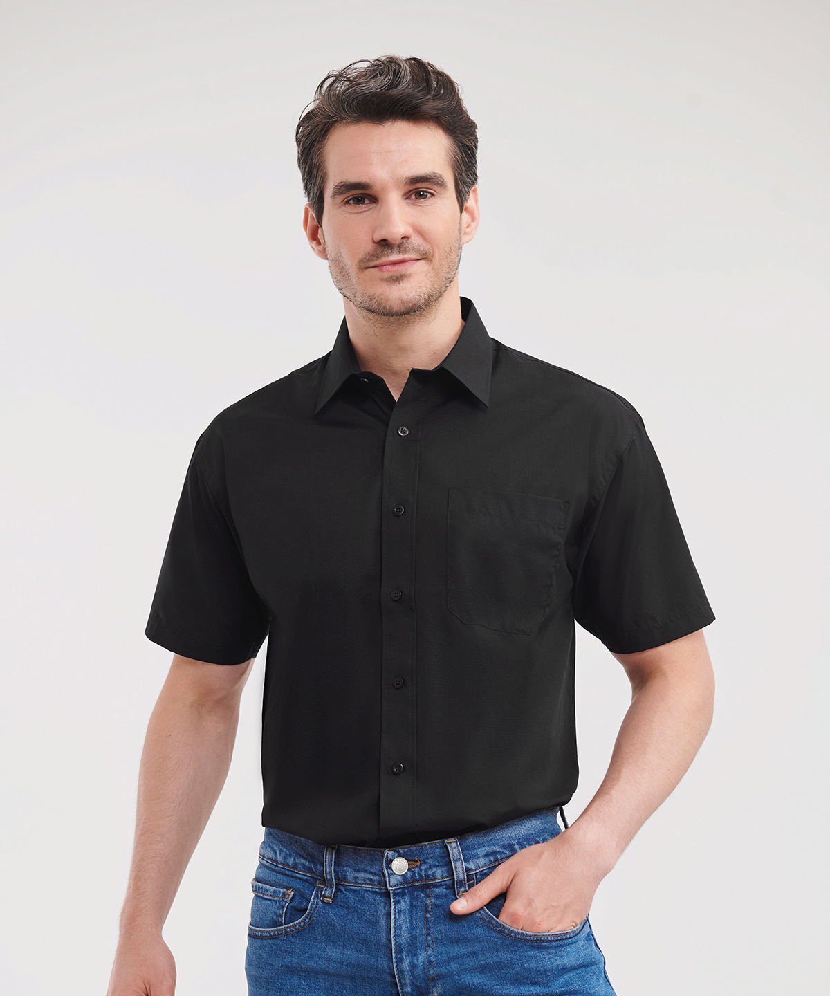 Russell Athletic Short Sleeve Polycotton Easycare Poplin Shirt J935M