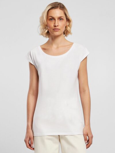 Build Your Brand Women’s Wide Neck Tee BB013