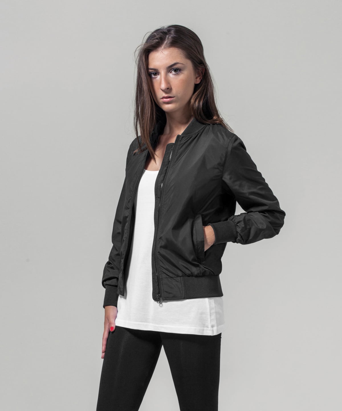Build Your Brand Women's Light Bomber Jacket BY044 - Image 2