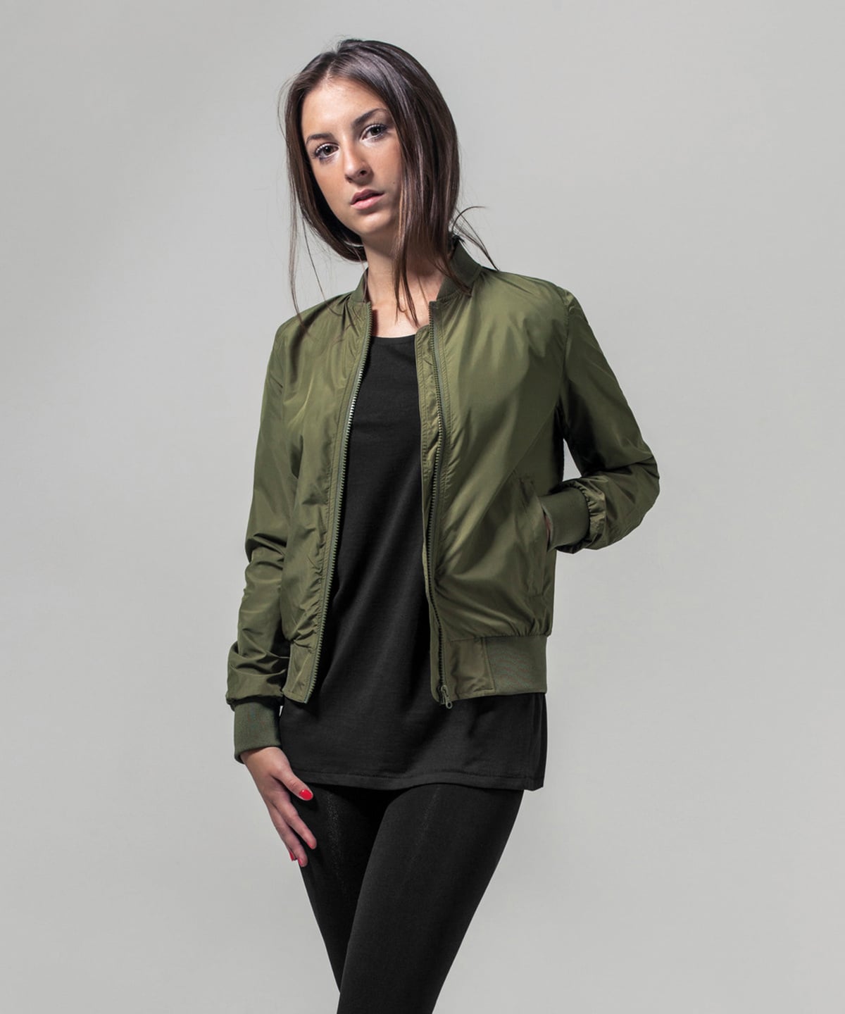 Build Your Brand Women's Light Bomber Jacket BY044 - Image 3