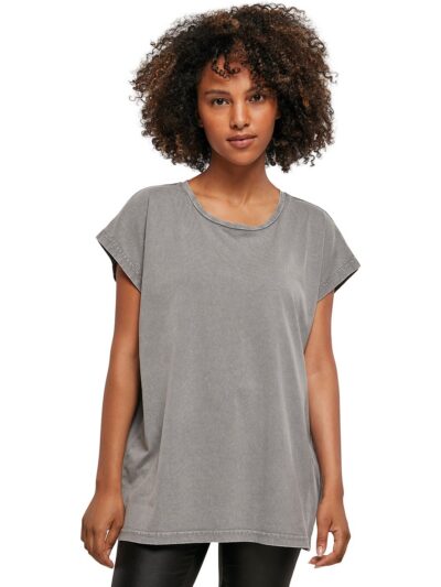 Build Your Brand Women’s Acid Washed Extended Shoulder Tee BY053