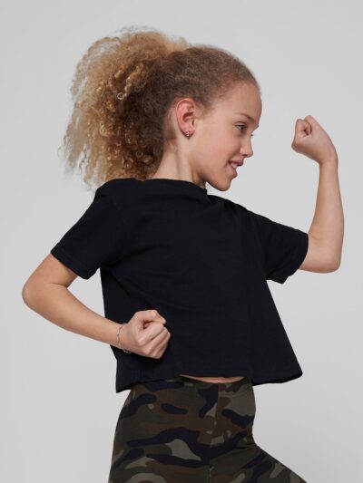 Build Your Brand Girls Cropped Jersey Tee BY114