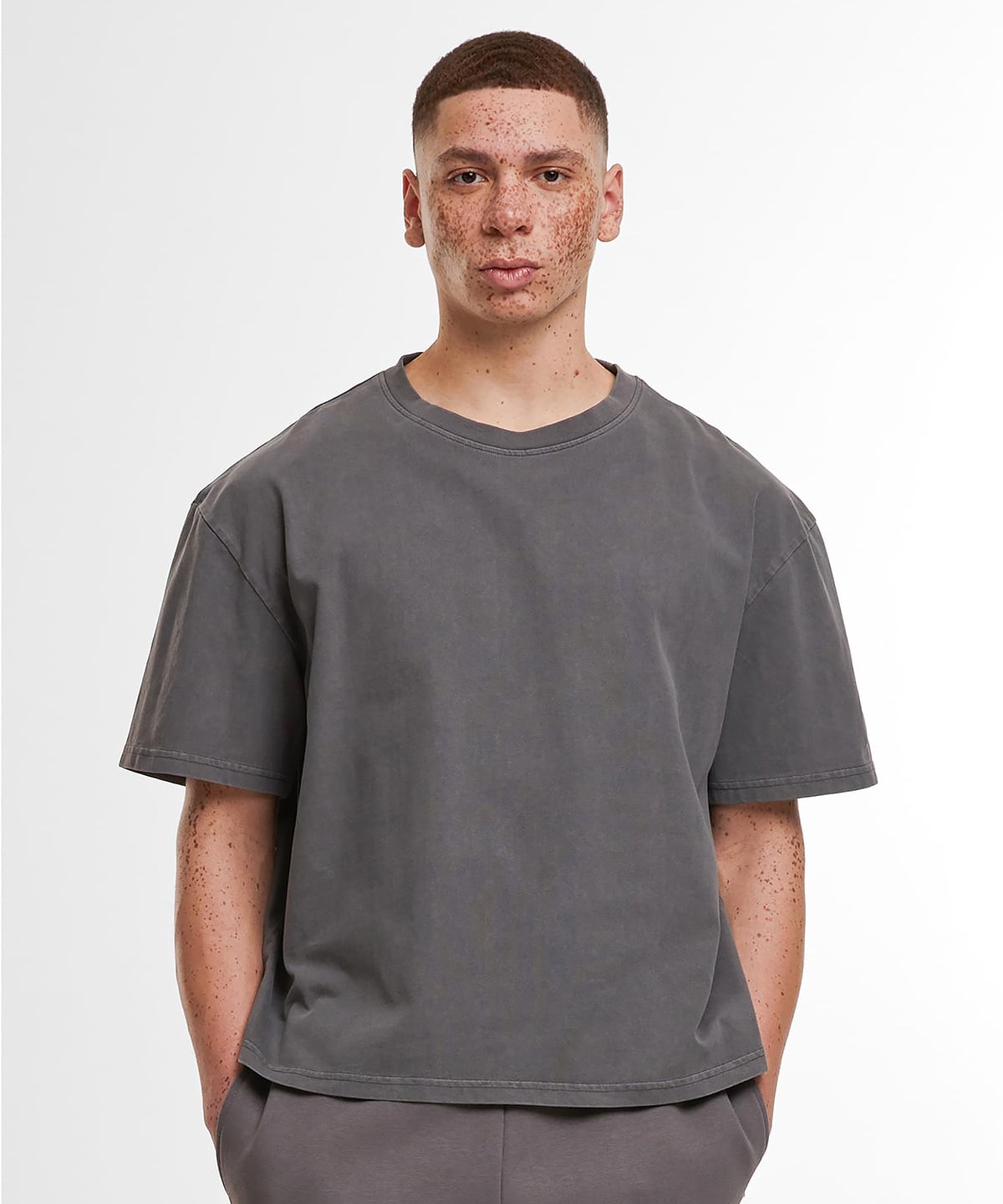 Build Your Brand Vintage Cropped Heavy Oversized Tee BY435 - Image 2