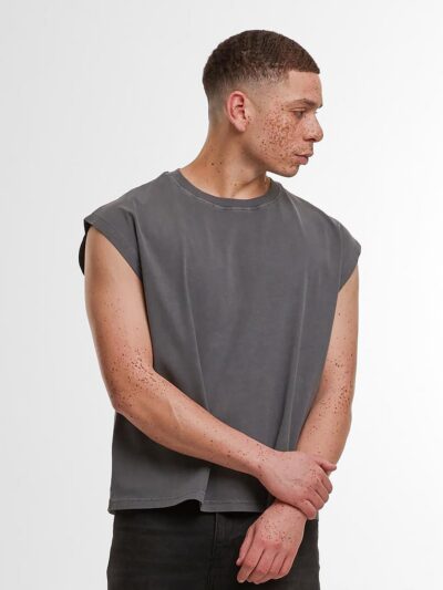 Build Your Brand Vintage Cropped Heavy Sleeveless Tee BY436