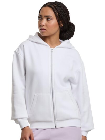 Build Your Brand Women’s Loose-fit Zip Hoodie BY445