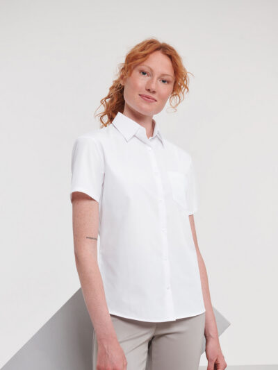 Russell Athletic Women’s Short Sleeve Polycotton Easycare Poplin Shirt J935F