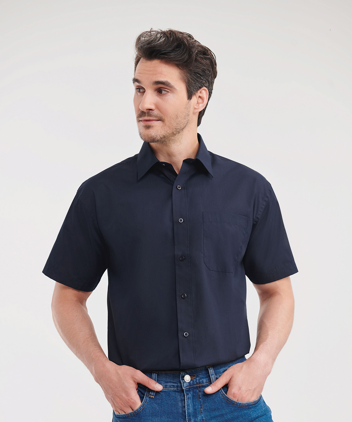 Russell Athletic Short Sleeve Polycotton Easycare Poplin Shirt J935M - Image 3