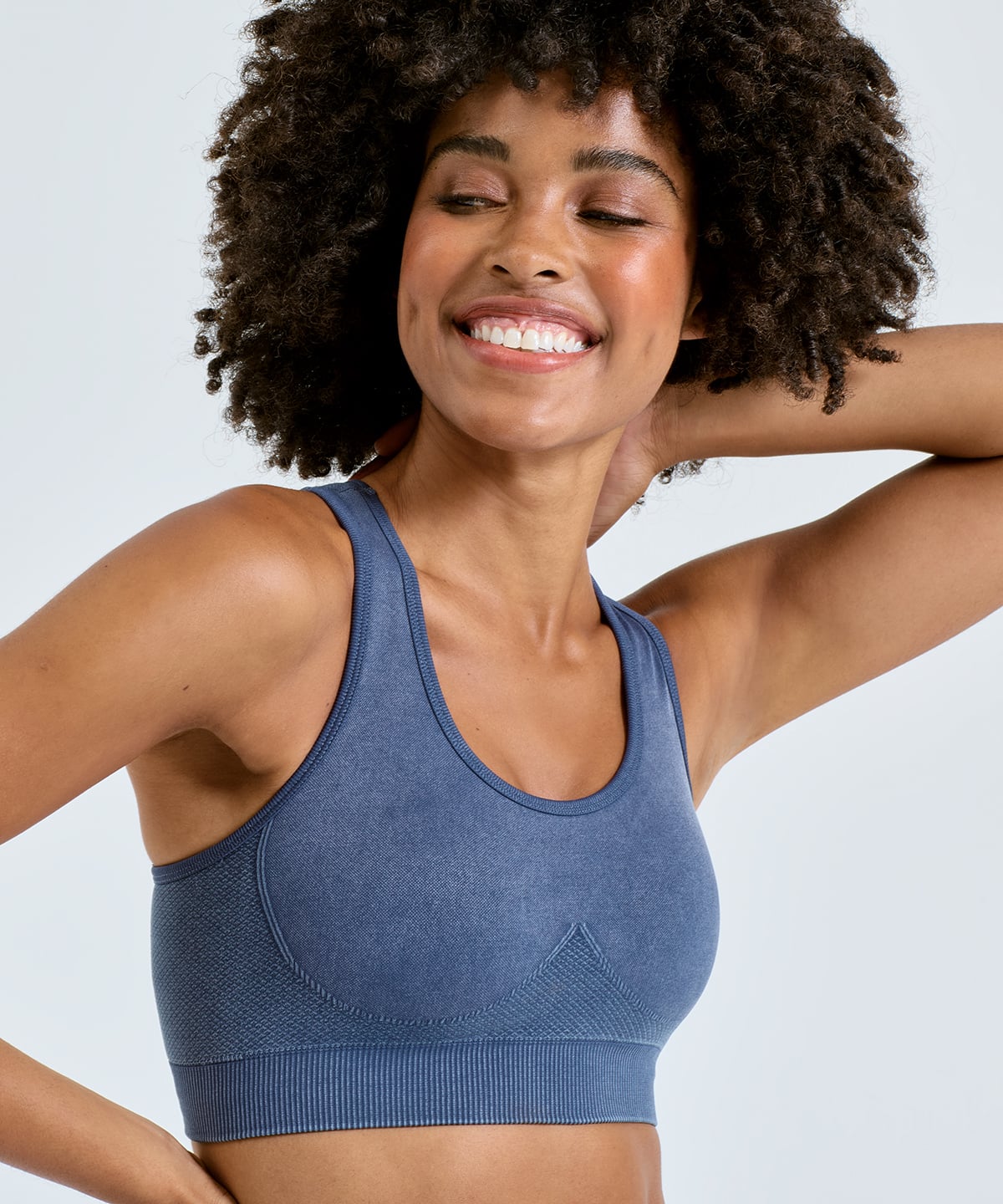 TriDri Seamless "3D Fit" Multi-sport Sculpt Bra Top Denim TR216 - Image 2