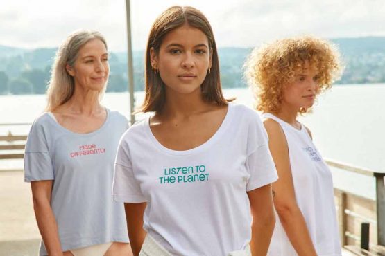 Group of women wearing women's t-shirts for custom printing, showcasing style and versatility.